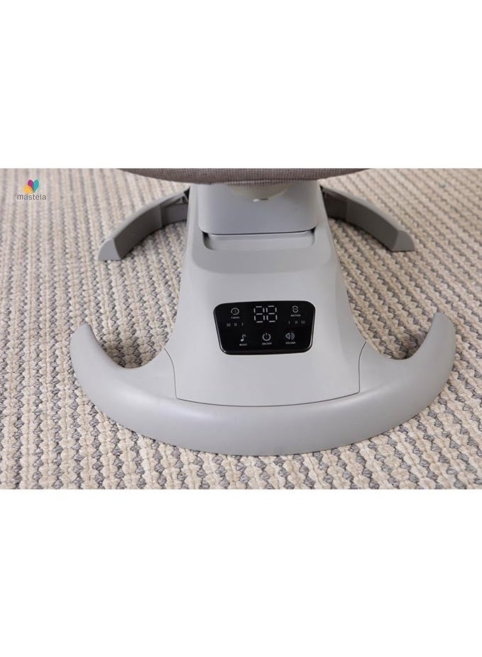 ماستيلا كرسي هزاز ذكي للأطفال حديثي الولادة – أرجوحة كهربائية - سرير اطفال كهربائي متعدد الاستخدام - مقعد مريح وآمن مع حزام أمان وألعاب معلّقة – تصميم عصري لتهدئة ونوم الرضّع - Image 4